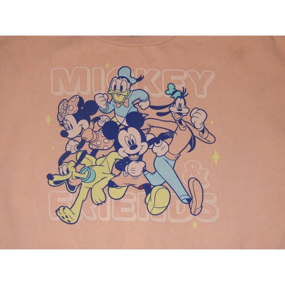Disney Mickey and Co Pullover Sweatshirt Mickey Minnie Goofy Peach Adult XL - Picture 2 of 10